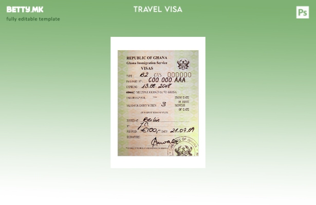 Шаблон за виза за Гана во модерен стил